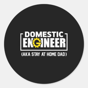 Funny Husband Ingenieur Bleibe auf Zuhause Vater F Runder Aufkleber