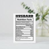 Funny Husband Nutrition Facts Jokes Postkarte (Stehend Vorderseite)