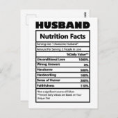 Funny Husband Nutrition Facts Jokes Postkarte (Vorne/Hinten)