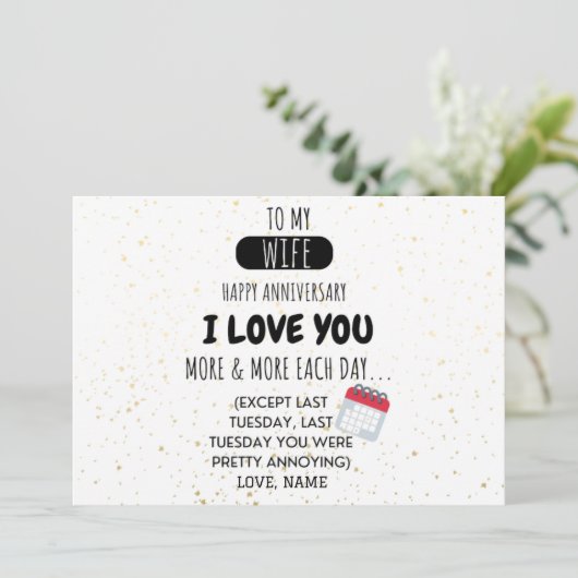 Funny Husband to Ehefrau Spaß Nachricht zum Jahres (Stehend Vorderseite)