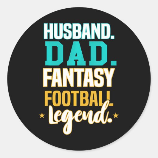 Funny Husband Vater Fantasy Football Legend Father Runder Aufkleber (Vorderseite)