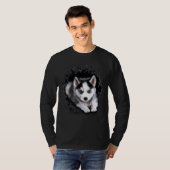 Funny Husky bricht ein Loch um auszugehen T-Shirt (Vorne ganz)