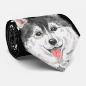 Funny Husky Krawatte mit Dog Paws Steps Pet Schwar (Gerollt)