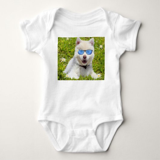 Funny Husky Puppy Baby Strampler (Vorderseite)