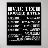 Funny Hvac Tech Hourly Rate Chart Men Women Poster (Vorne)