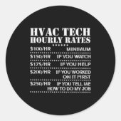 Funny Hvac Tech Hourly Rate Chart Men Women  Runder Aufkleber (Vorderseite)