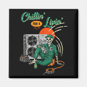 Funny Hvac Tech Skeleton Chillin For A Livin Magnet (Vorne)