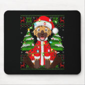 Funny Hyena Christmas Lights Santa Costume Ugly Xm Mousepad (Vorne)