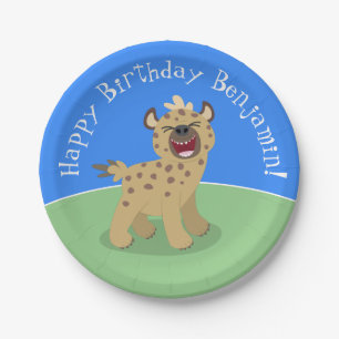 Funny hyena lacht den Cartoon zum Geburtstag Pappteller