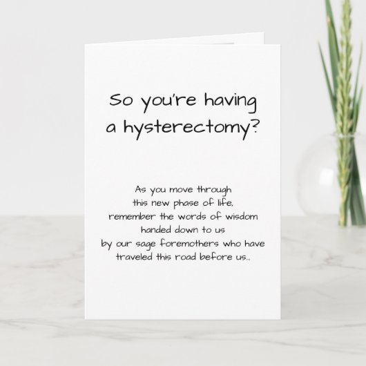 Funny Hysterectomy Get Well Card Karte (Vorderseite)