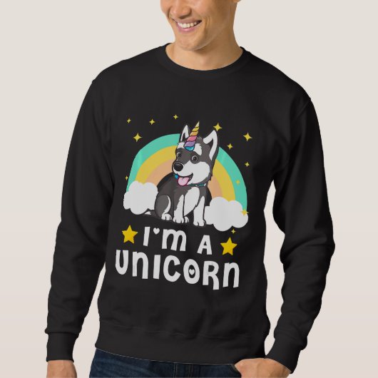 Funny I bin ein Einhorn Sibirischer Husky Hund Sweatshirt (Vorderseite)