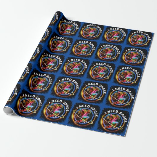 FUNNY I BRAUCHE RAUMASTRONAUT GALAXY GESCHENKPAPIER (Ungerollt)