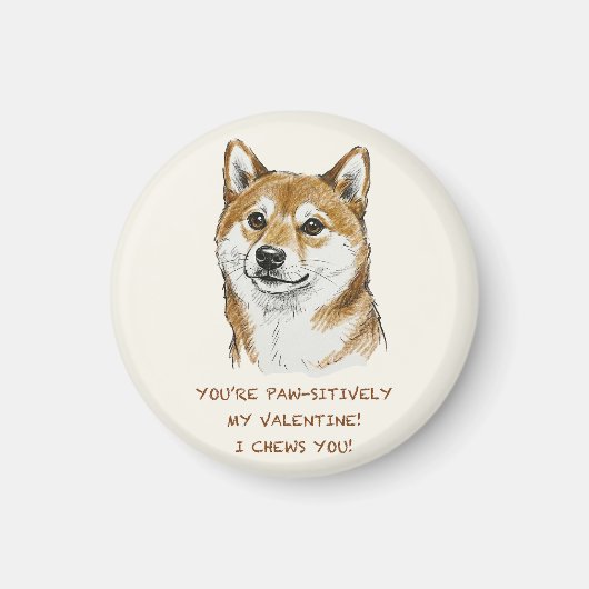 Funny "I Chews You" Shiba Inu Valentine's Day Art Magnet (Vorne)