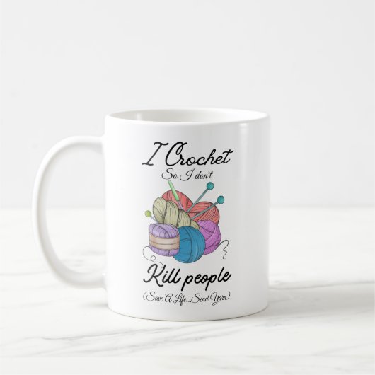 Funny I Crochet Save A Life Yarn Art Kaffeetasse (Links)