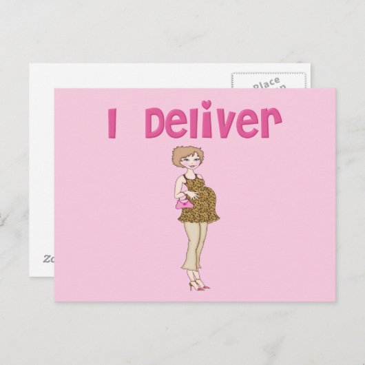 Funny I Delivery Pregnancy Ankündigungspostkarte (Vorne/Hinten)