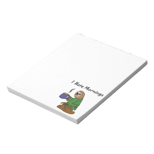 Funny I Hasse Mornings Sloth Cartoon Notizblock (Rotiert)