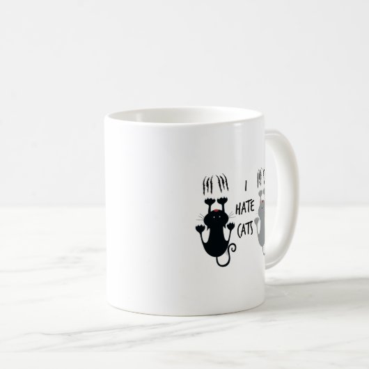 Funny "I Hate Cats" Kaffeetasse (VorderseiteRechts)
