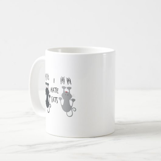 Funny "I Hate Cats" Kaffeetasse (Vorderseite Links)