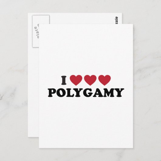 Funny I Heart Polygamy Postkarte (Vorne/Hinten)