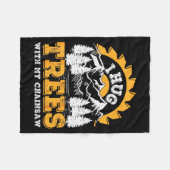 Funny I Hug Trees Chainsaw Logger Mountain Design  Fleecedecke (Vorderseite (Horizontal))