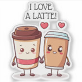 Funny I Liebe A Latte Aufkleber (Vorderseite)