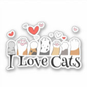 Funny I Liebe Cats Sticker (Vorderseite)