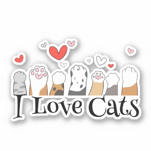 Funny I Liebe Cats Sticker (Vorderseite)