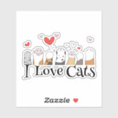 Funny I Liebe Cats Sticker (Blatt)