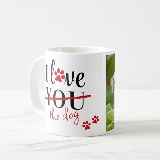 Funny I Liebe Der Hund Custom Pet Foto Valentines Kaffeetasse (Vorderseite Links)
