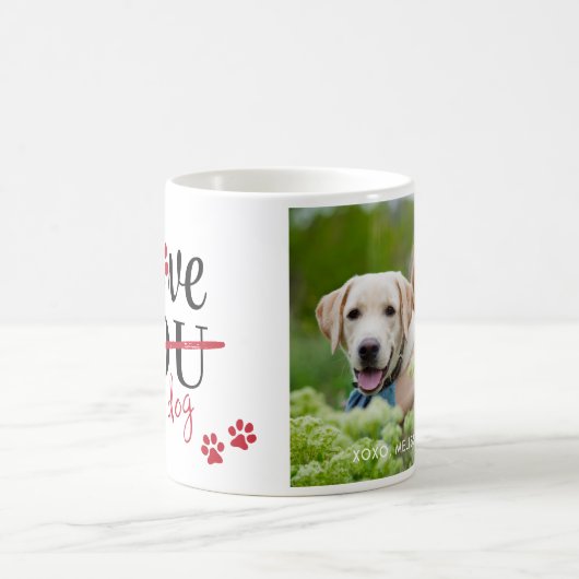 Funny I Liebe Der Hund Custom Pet Foto Valentines Kaffeetasse (Mittel)