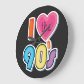 Funny I Liebe Die 90er, 1990er Theme Party Große Wanduhr (Winkel)