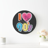 Funny I Liebe Die 90er, 1990er Theme Party Große Wanduhr (Zuhause)