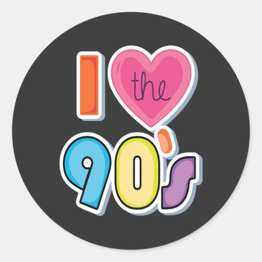 Funny I Liebe Die 90er, 1990er Theme Party Runder Aufkleber (Vorderseite)