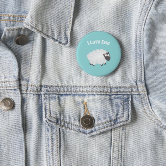 Funny I Liebe Ewe Niedlich Fluffy White Sheep Whim Button (Beispiel)
