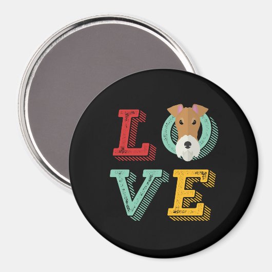 Funny I Liebe Fox Terrier I Heart Dog Puppy Lover Magnet (Vorderseite/Rückseite)