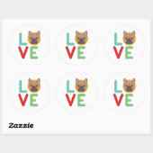 Funny I Liebe Französischer Bulldog Ich höre meine Runder Aufkleber (Blatt)