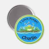 Funny-I-Liebe Frosch-Grünfrosch-Cartoon-Magnet Magnet (Vorderseite/Rückseite)