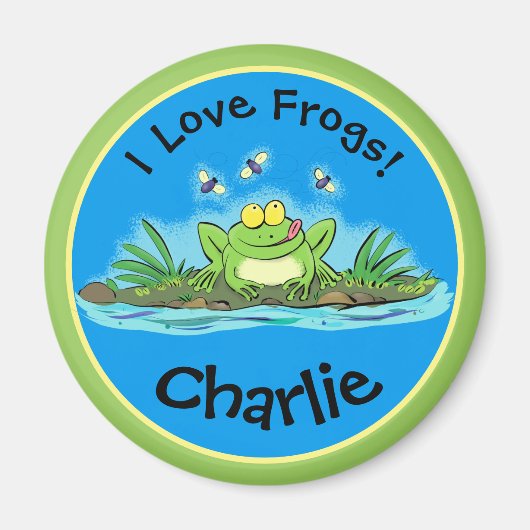Funny-I-Liebe Frosch-Grünfrosch-Cartoon-Magnet Magnet (Vorne)