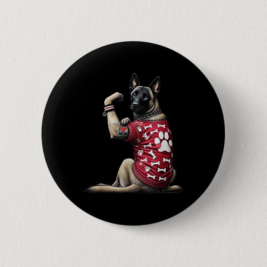 Funny I Liebe Mama Tattoo Belgische Malinois Mama Button (Vorderseite)