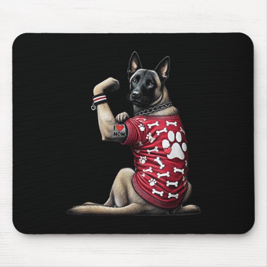 Funny I Liebe Mama Tattoo Belgische Malinois Mama Mousepad (Vorne)