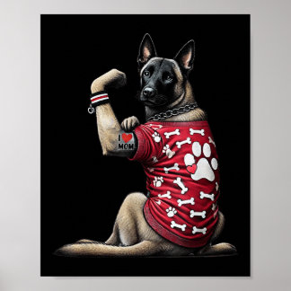 Funny I Liebe Mama Tattoo Belgische Malinois Mama  Poster