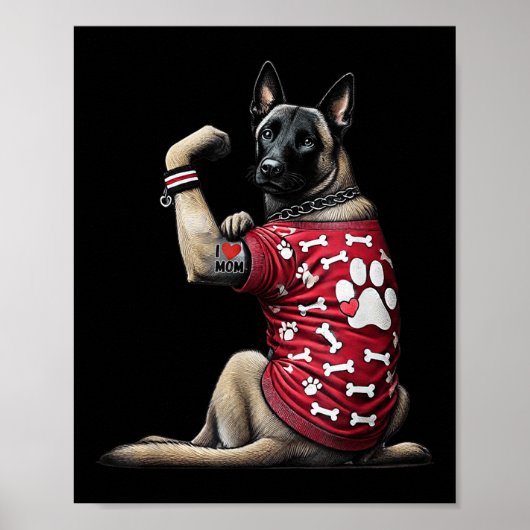 Funny I Liebe Mama Tattoo Belgische Malinois Mama  Poster (Vorne)