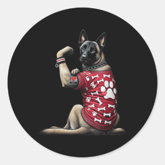 Funny I Liebe Mama Tattoo Belgische Malinois Mama  Runder Aufkleber