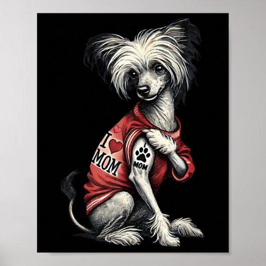 Funny I Liebe Mama Tattoo Chinesisch Creative Mama Poster (Vorne)