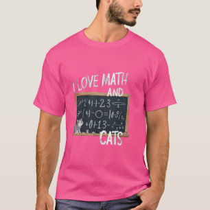 Funny I Liebe Mathe und Katzen Niedlich Kitty Cat T-Shirt
