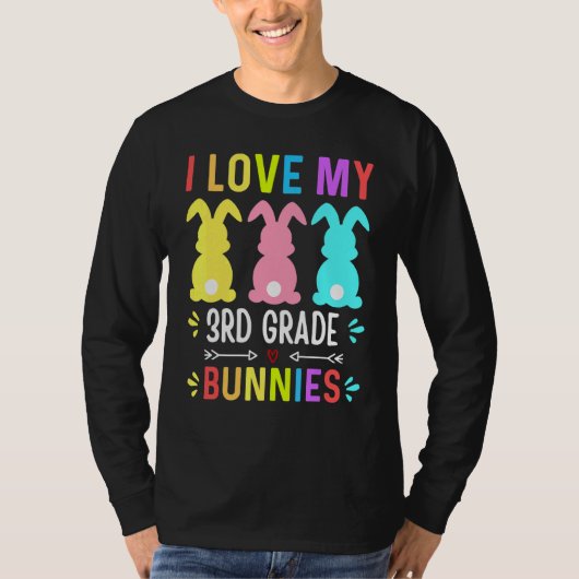 Funny I Liebe mein 3. Grade Bunnies Lehrer Ostern  T-Shirt (Vorderseite)