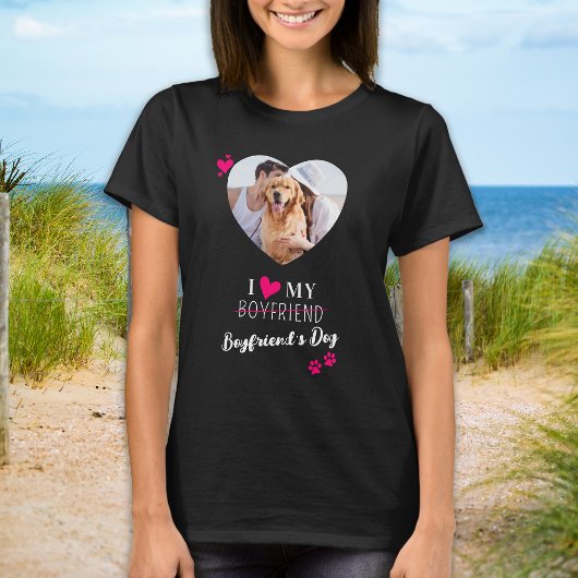 Funny I Liebe Mein Freund's Hund Custom Foto T-Shirt