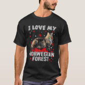 Funny I Liebe Mein norwegischer Wald Valentine Cat T-Shirt (Vorderseite)