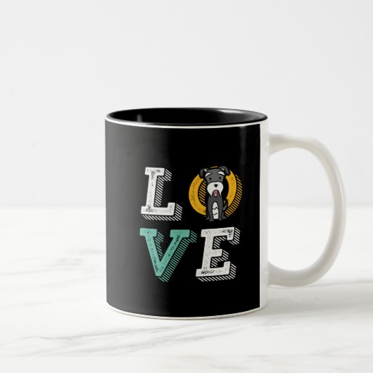 Funny I Liebe Miniatur Schnauzer I Hecht Hund Love Zweifarbige Tasse (Rechts)