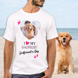 Funny I Liebe My Girlfriend's Dog Custom Foto T-Shirt<br><div class="desc">Wen Liebe du wirklich? Deine Freundin oder ihr Hund! Geben Sie Ihrem Freund diesen Valentinstag das perfekte Geschenk mit diesem lustigen Hundeliebhaber Shirt! Ein Muss für jeden Hundefreund, Hundemama und Hundedad! Eine lustige Drehung auf meiner Liebe My Girlfriend, dieses Shirt Zitat "I Liebe My Girlfriend's Dog" ... Personalisieren Sie sich...</div>